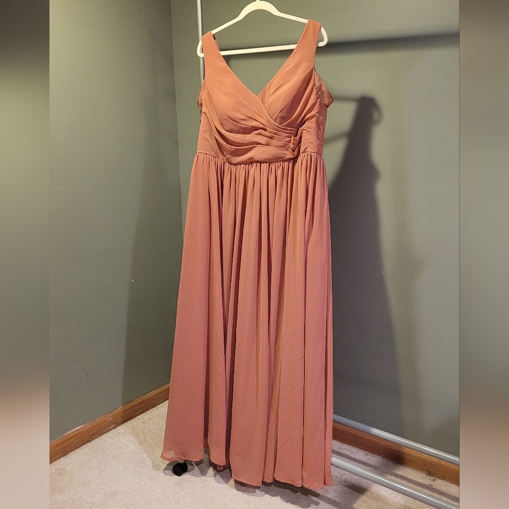 Azazie Keyla A-Line Chiffon Sleeveless Maxi Dress, Women's Size 18, Mauve Pink